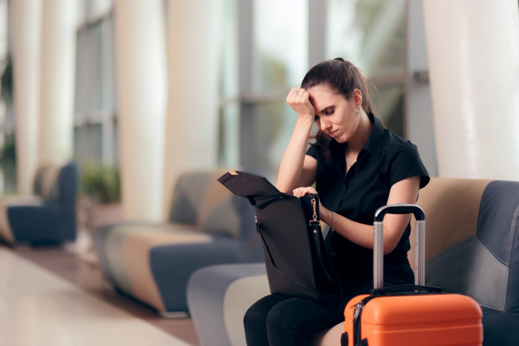 Upset traveler at airport