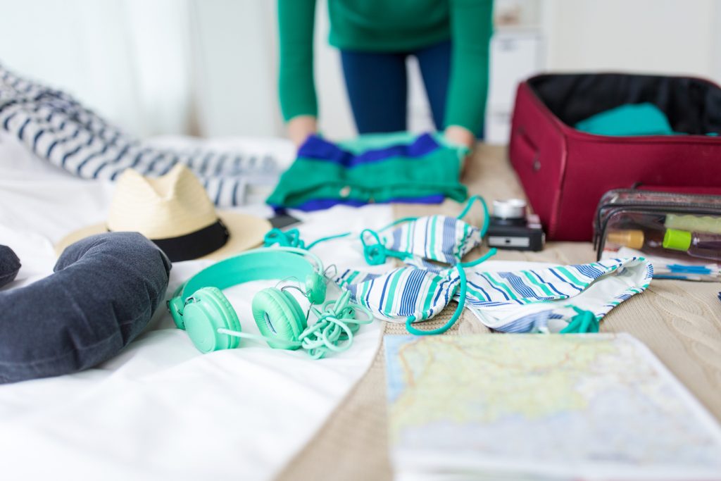 Young woman packing